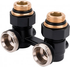 Узлы нижнего подключения Royal Thermo угловой 1/2&quot;х3/4&quot; EK (черный)