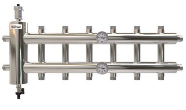 Распределительный коллектор с гидрострелкой GSK32-7 85 кВт 7 контуров