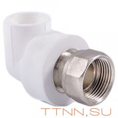 Угольник РосТурПласт с накидной гайкой на метал. штуцере 20х1/2" арт.14265
