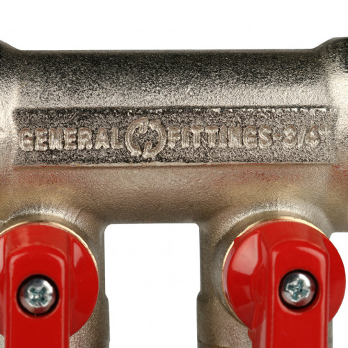 Коллектор с шаровыми кранами STOUT 3/4"х2х1/2" красные ручки