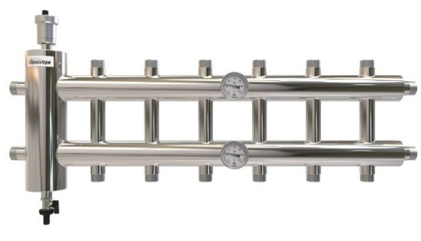 Распределительный коллектор с гидрострелкой GSK40-7 120 кВт 7 контуров