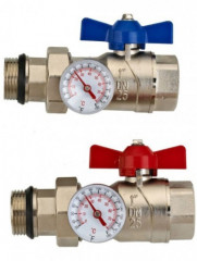 Шаровый кран Wester Комплект из двух шаровых кранов 1 " с накидной гайкой и термометрами v 2