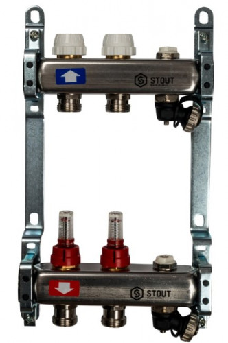 Коллекторный блок STOUT 1"х2х3/4 с расходомерами