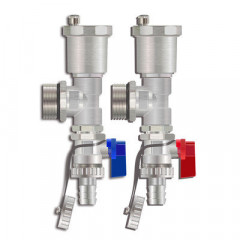 Тройник воздухоотводчик сливной кран для обратного и подающего контура 1" TIM M306-4