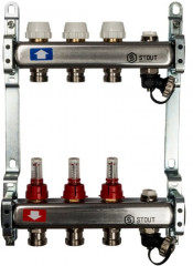 Коллекторный блок STOUT 1"х3х3/4 с расходомерами