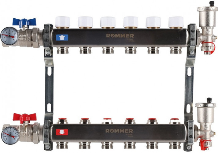 Для отопления Rommer 1"/3/4"x6 с запорными клапанами (RMS-3210-000006)