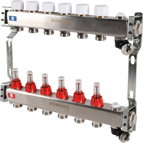 Для отопления Rommer 1"/3/4"x6 с расходомерами (RMS-1201-000006)