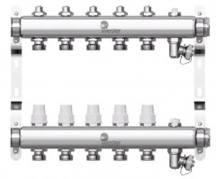 Коллектор для отопления Wester 1"-3/4 в сборе на 5 выходов с 2 заглушками