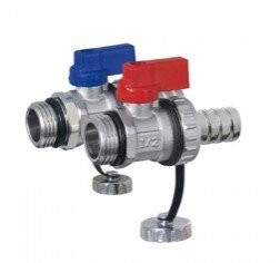 Кран дренажный и штуцер красная и синяя ручка TIM 1/2" М310-2