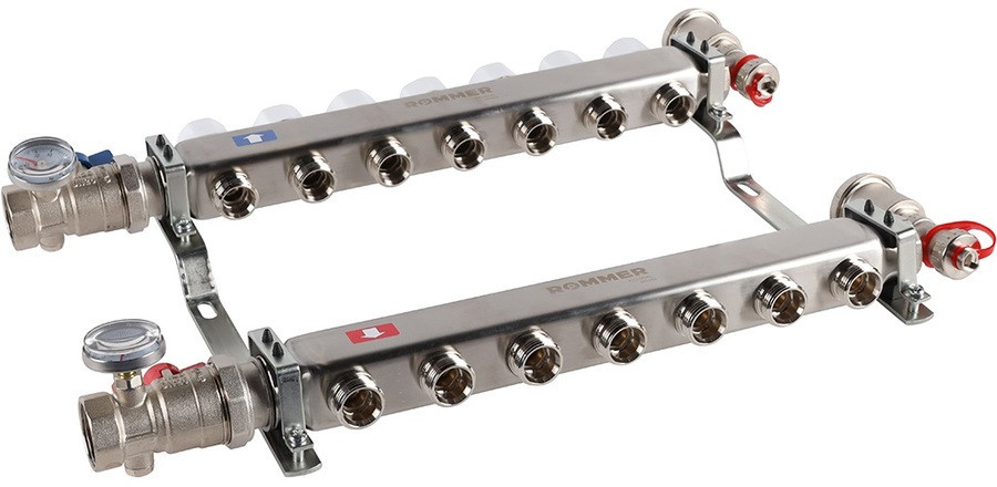 Для отопления Rommer 1"/3/4"x7 с запорными клапанами (RMS-3210-000007)