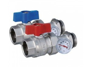 Кран прямой под термометр красная ручка бабочка TIM 1" М308-4А