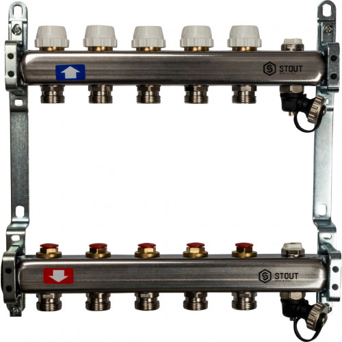 Коллекторный блок STOUT 1"х5х3/4" без расходомеров