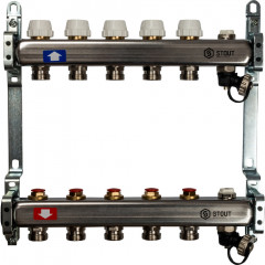 Коллекторный блок STOUT 1"х5х3/4" без расходомеров