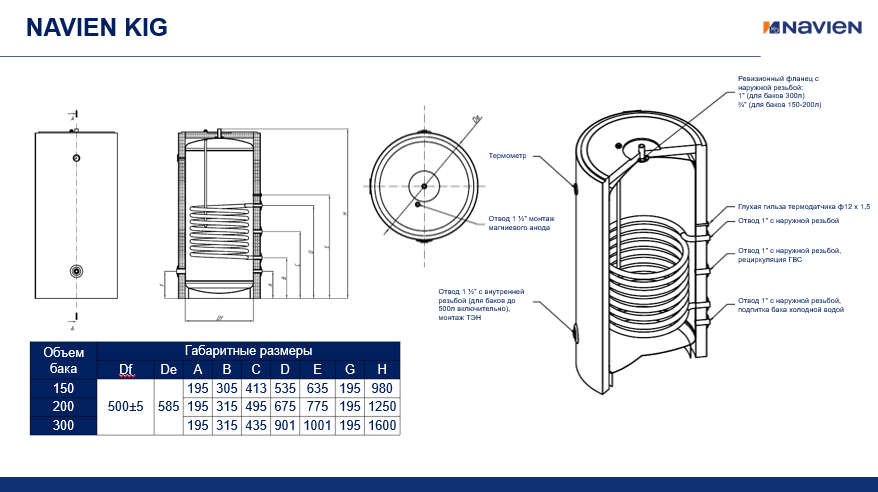 Бойлер косвенного нагрева Navien KIG 300 L