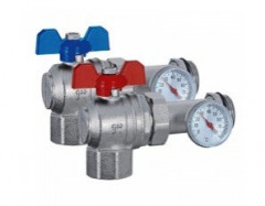 Кран угловой под термометр красная ручка бабочка TIM 1" М309-4А