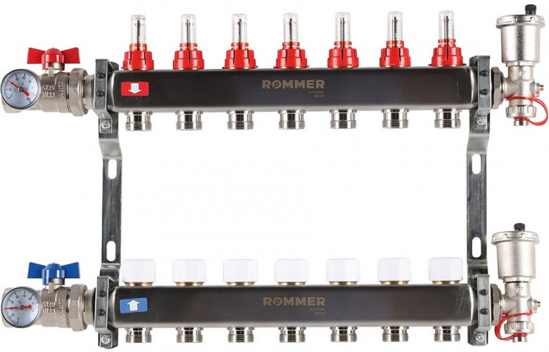 Для отопления Rommer 1"/3/4"x7 с расходомерами (RMS-1210-000007)