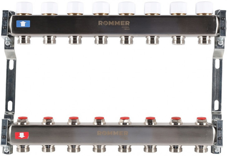 Для отопления Rommer 1"/3/4"x8 с запорными клапанами (RMS-3200-000008)