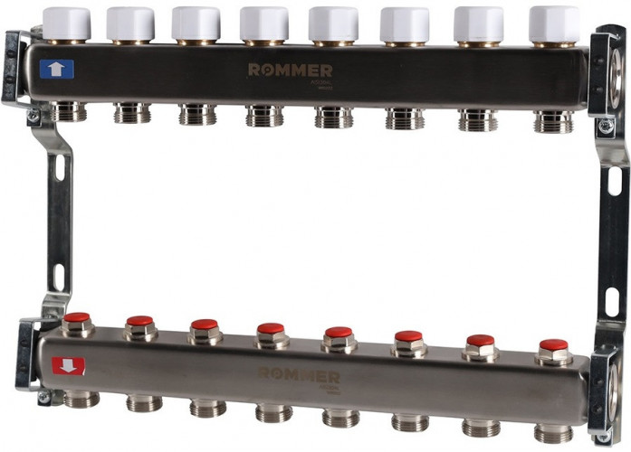 Для отопления Rommer 1"/3/4"x8 с запорными клапанами (RMS-3200-000008)