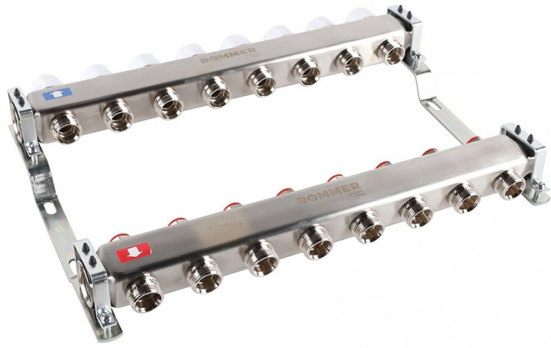 Для отопления Rommer 1"/3/4"x8 с запорными клапанами (RMS-3200-000008)