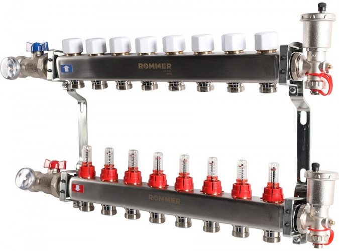Для отопления Rommer 1"/3/4"x8 с расходомерами (RMS-1210-000008)