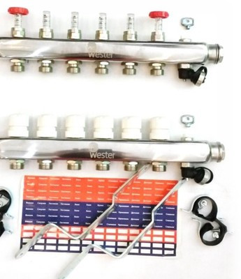 Коллекторная группа Wester 1"-3/4 в сборе с расходомерами на 7 выходов