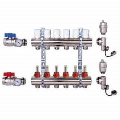 Коллекторная группа TIM 6 выходов KA006 с кранами и расходомерами латунь