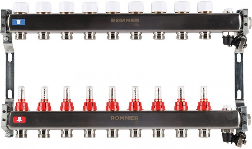 Для отопления Rommer 1"/3/4"x9 с расходомерами (RMS-1201-000009)