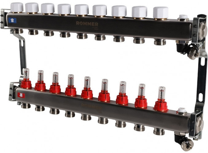 Для отопления Rommer 1"/3/4"x9 с расходомерами (RMS-1201-000009)