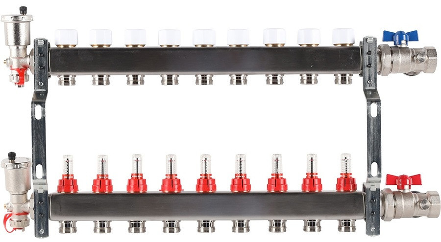 Для отопления Rommer 1"/3/4"x9 с расходомерами (RMS-1210-000009)
