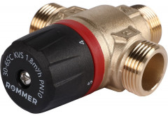 Смесительный клапан Rommer 3/4" НР 30-65°С KV 1,8 (RVM-1121-186520) центральное смешивание