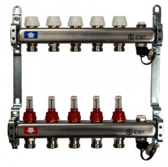 Коллекторный блок STOUT 1"х5х3/4 с расходомерами