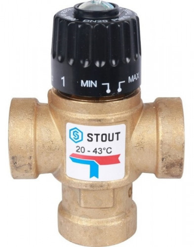 Смесительный клапан STOUT 3/4 ВР 20-43°С KV 1,6 м3/ч