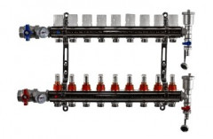 Коллекторная группа TIM 9 выходов KA009 с кранами и расходомерами латунь