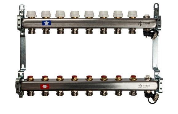 Коллекторный блок STOUT 1"х8х3/4 без расходомеров
