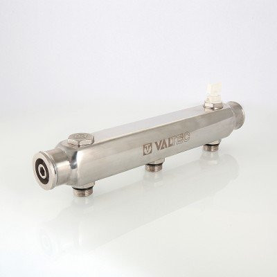 Коллектор из нержавеющей стали Valtec 100 мм, 1"х 6 выхода 1/2" VTc.510.SS.060406