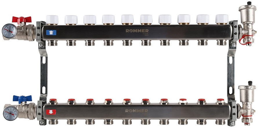 Для отопления Rommer 1"/3/4"x10 с запорными клапанами (RMS-3210-000010)