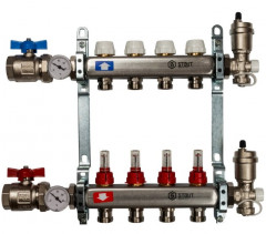 Коллекторный блок STOUT 1х4х3/4 с расходомерами