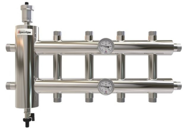 Распределительный коллектор с гидрострелкой GSK25-5 60 кВт 5 контуров